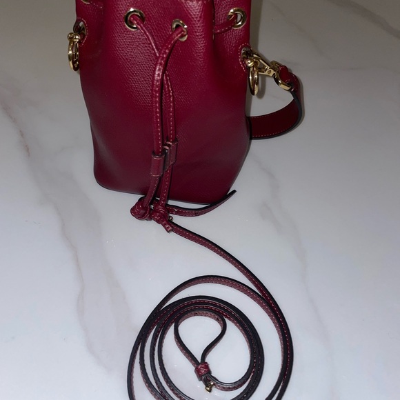 FENDI MINI MON TRESOR BUCKET BAG Burgundy red leather gold hardware - Picture 7 of 9